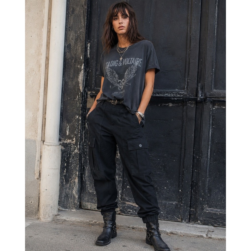 Zadig & Voltaire Pilote Grain De Poudre Cargo Jogger Pants Black 34 / XS